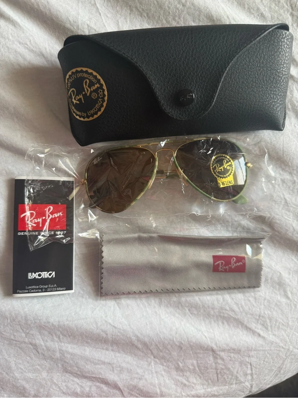 Unisex Ray-Ban Camo Print & Gold Frame Aviator Sunglasses with eBrown Lenses